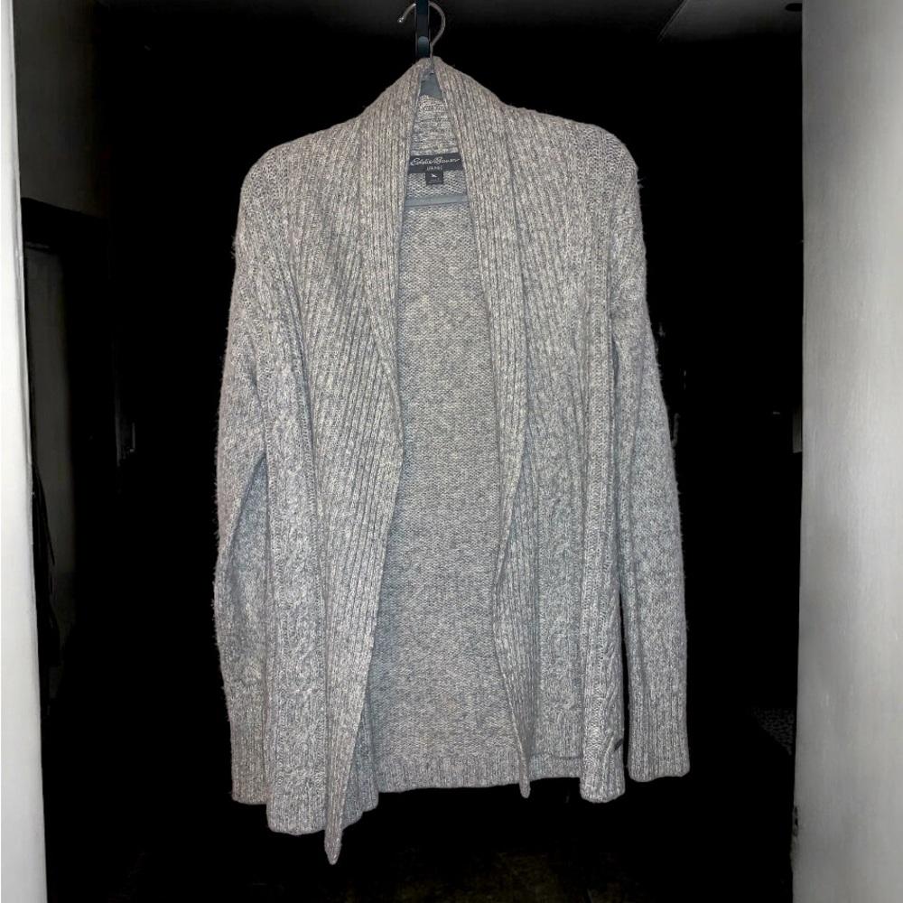 Women's Eddie Bauer Light Gray Wrap Sweater SIZE SMALL